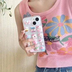 3D Kawaii Cute Cartoon Sanrio Hello Kitty  Phone Case For iPhone 15 Pro 14 13 12 11 Pro Max Clear Shockproof IMD Cover