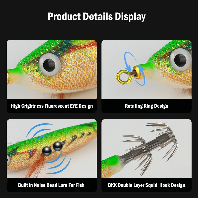 Leydun Usopp EGI Luminous & UV Squid Jig Shrimp Squid Bkk Hook 110mm 6Pcs/Set Fishing Lures Octopus Cuttlefish Shrimp Baits image 6