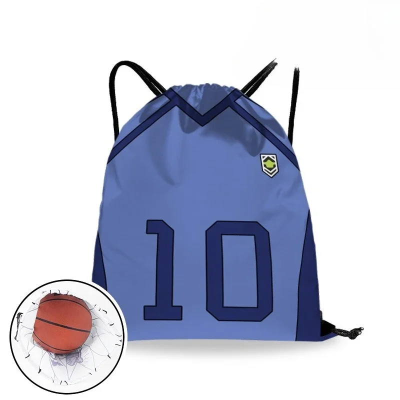 New Fashion Blue Lock Series Basketball Bag Drawstring Bags Lightweight Backpack for Student Number Print Basketball Bag for Man