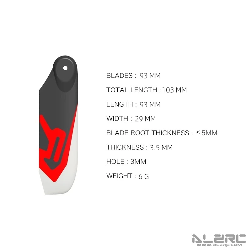 ALZRC Helicopter 3K Carbon Fiber Tail Blades 93MM for extreme 3D flight 550 600 Helicopter