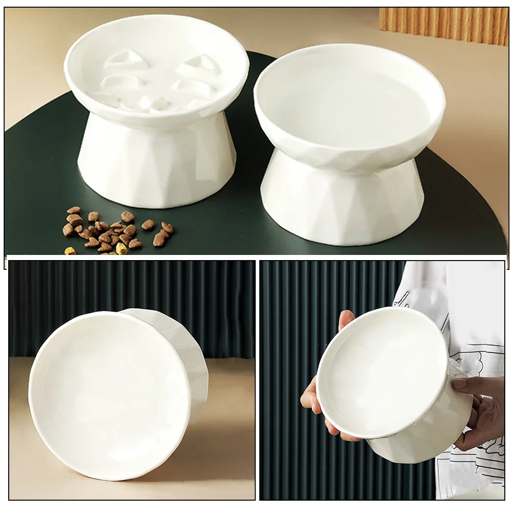 

Raised Ceramic Cat Food Bowl Elevated Pet Feeder Kitten Food Water Dish Comfortable Feeding Bowl for Indoor Cats