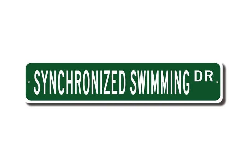 Synchronized Swimming, Synchronized Swimming Sign, Synchronized Swimming Fan, Swimmer's Gift, Custom Street Sign, Quality Metal