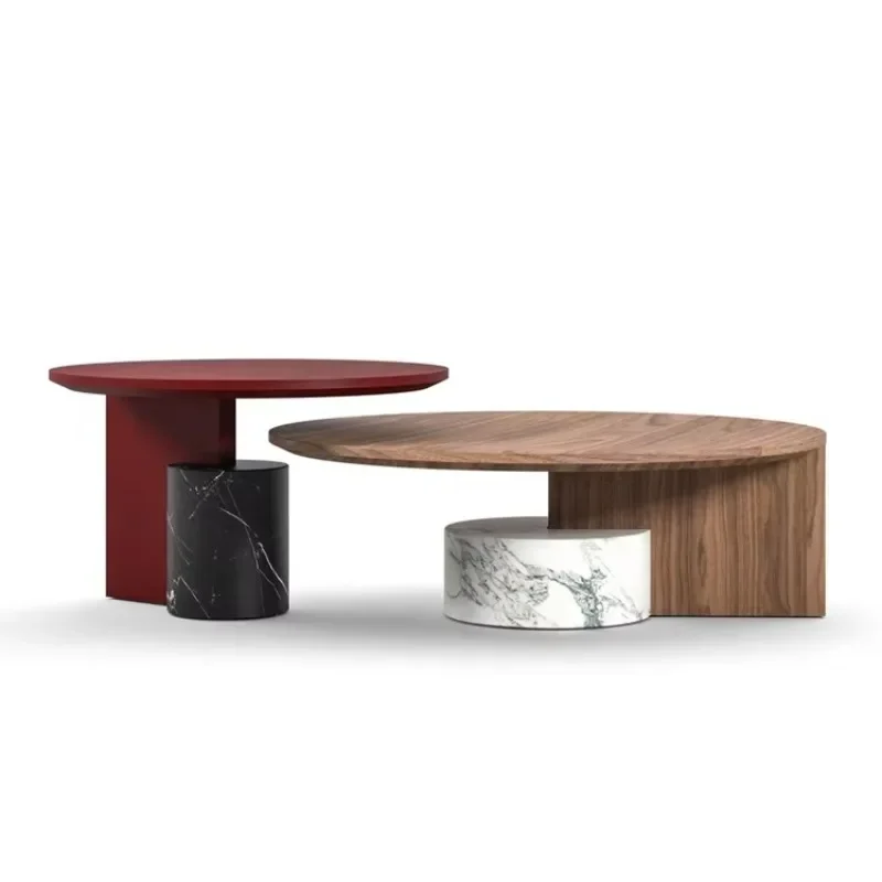 

JC Coffee Table Furniture Italian Solid Wood Marble Round Coffee Meeting Size Combination Negotiation Table Coffee