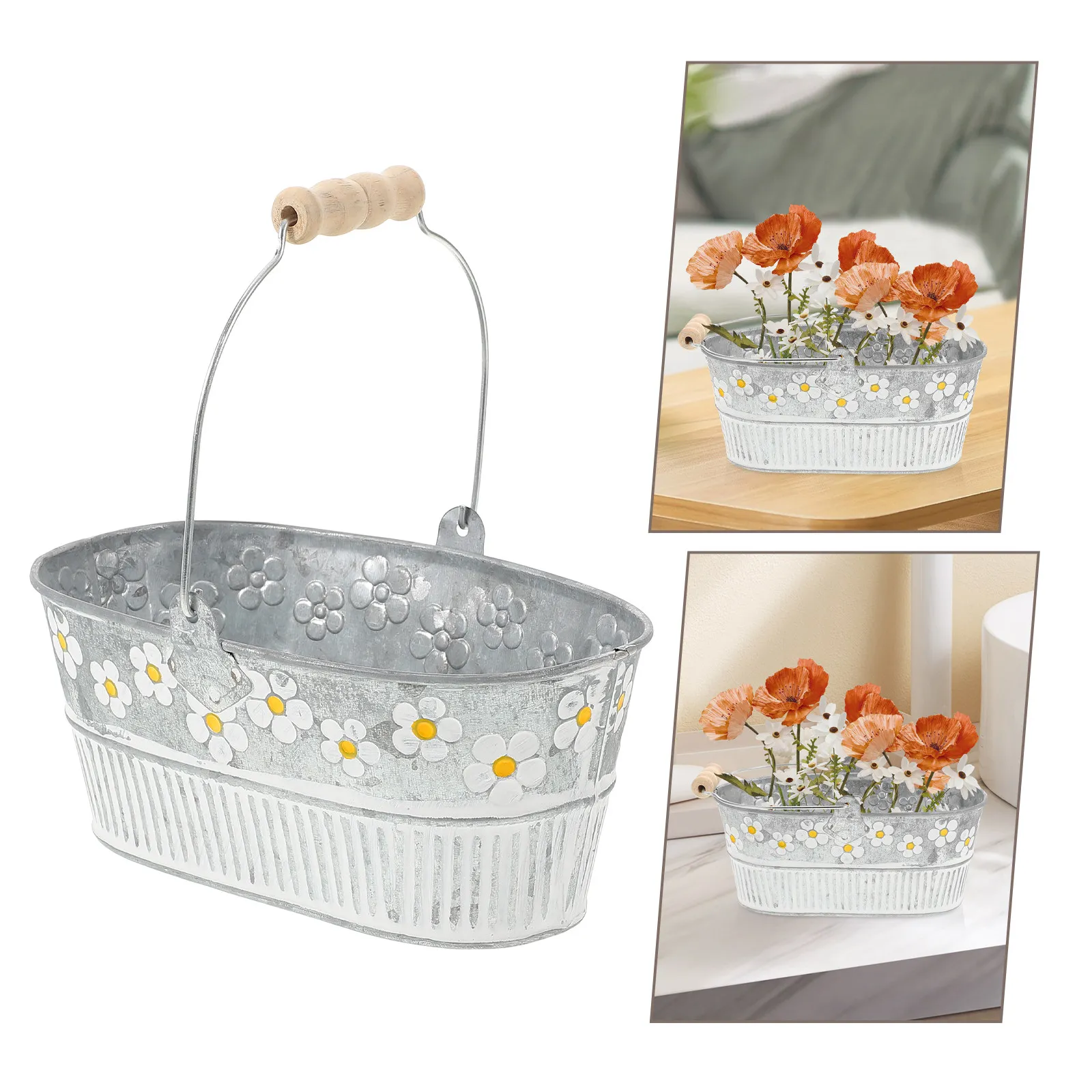 

2 шт. винтажных железных контейнеров для цветов, ретро-ведра из прессованного металла для цветочных композиций, декоративные подставки для растений, украшение для дома