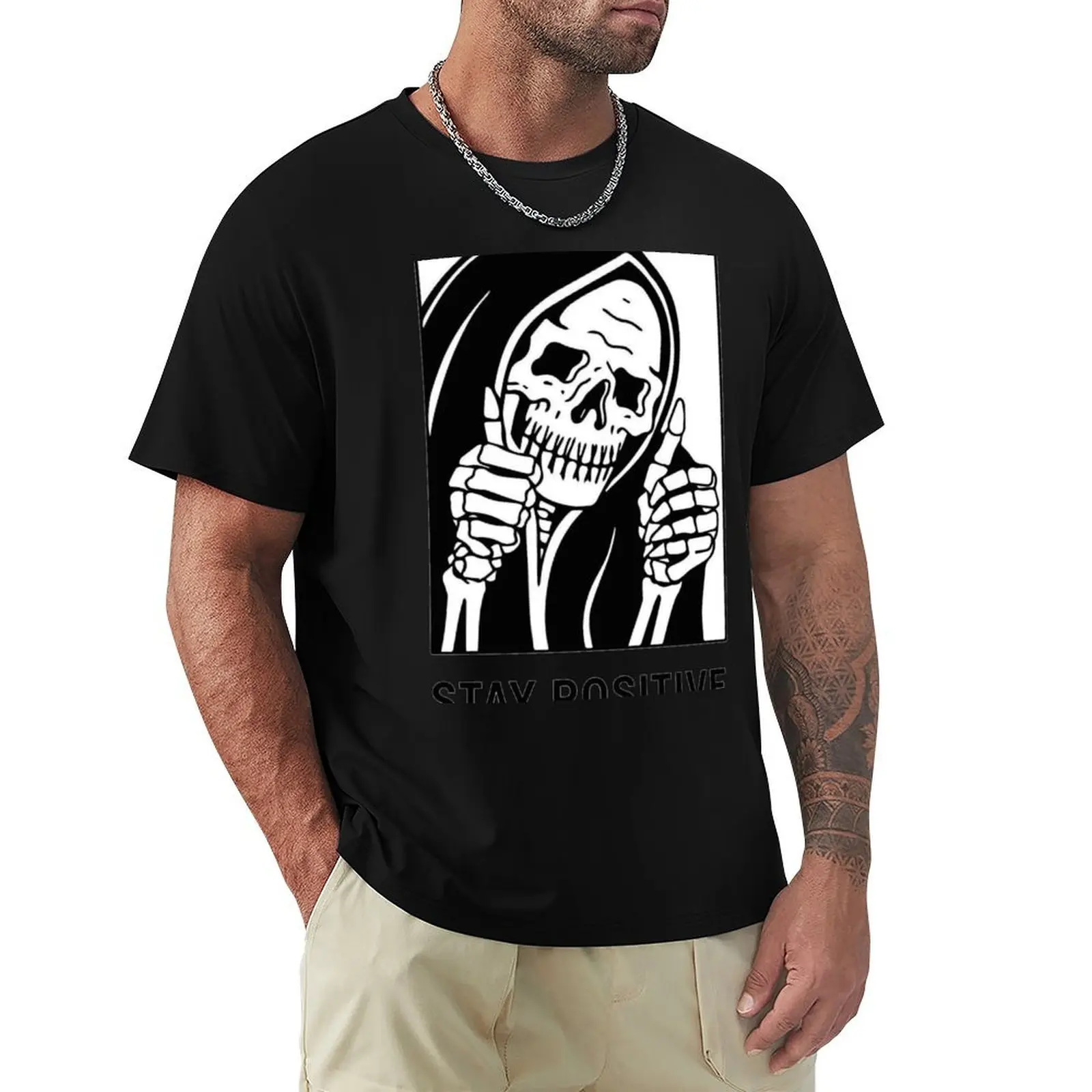 Stay Positive , Reaper , Waterproof Sticker , Hydro Flask T-Shirt Classic Graphic Short Sleeve Top