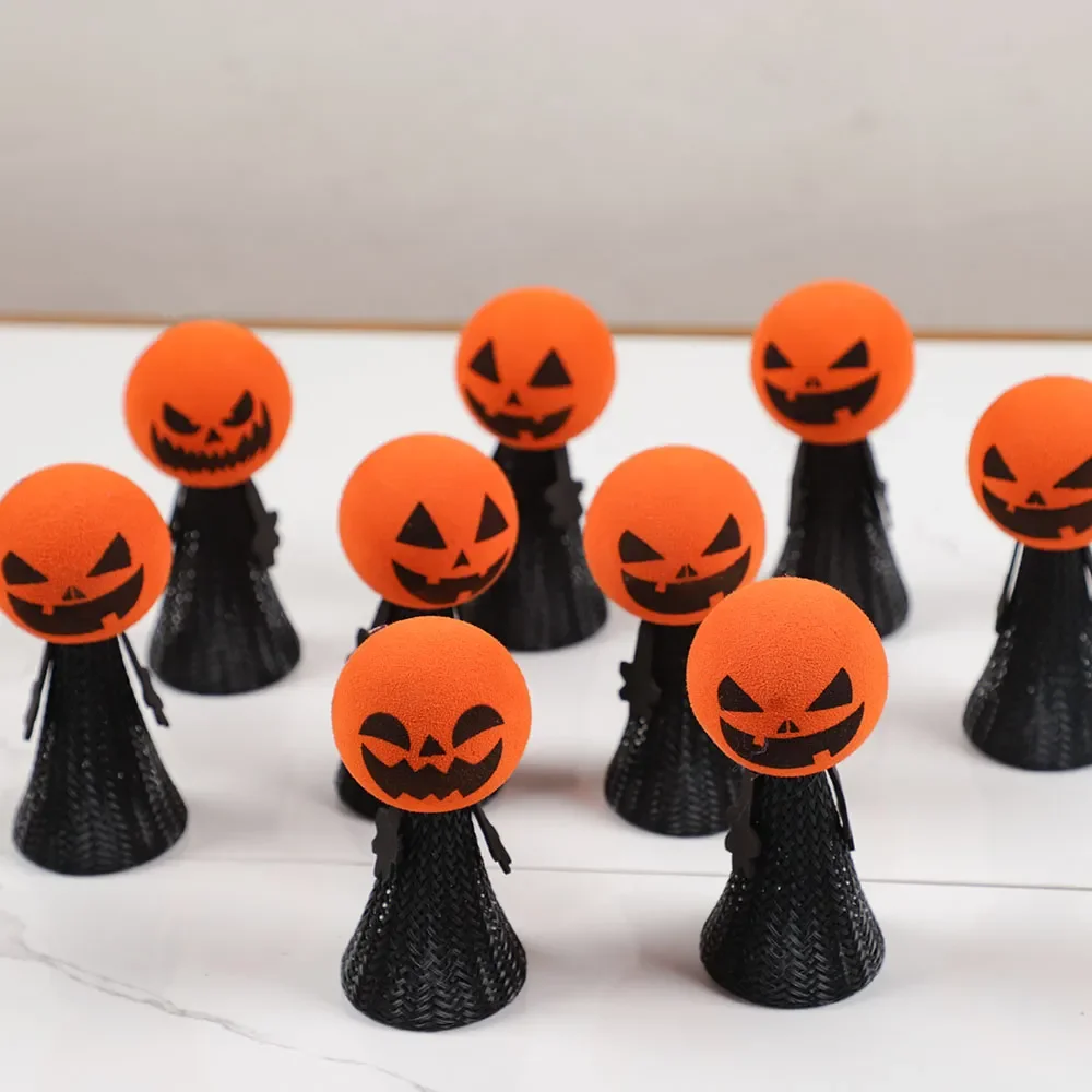 10Pc Cute Funny Halloween Pumpkin Jumping Doll Finger Puppet for Kids Birthday Party Favors Goodie Piniata Filler Halloween Gift