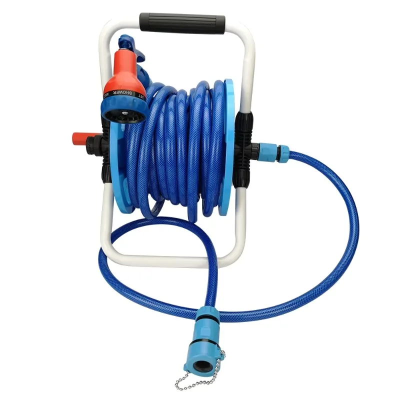 15M Multipurpose High Pressure Retractable Portable Garden Water Hose Reel Cart Set Hose Reel Set