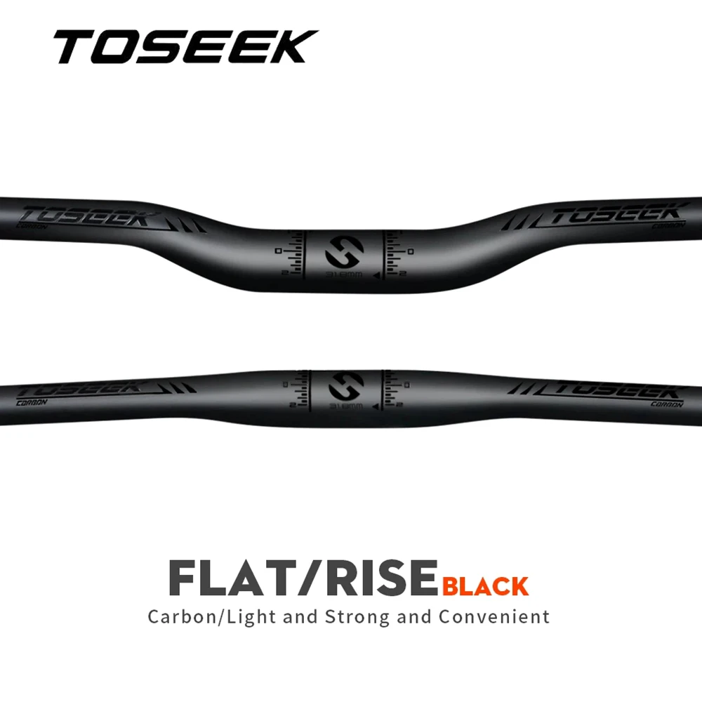 TOSEEK TM11 Schwarz Matt Carbonfaser-Lenker MTB Fahrradlenker Mountainbike-Lenker 31,8mm Riser oder Flachlenker 580-760mm