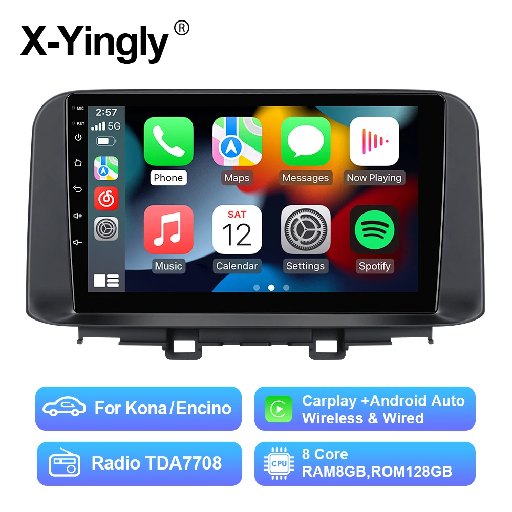 

10.1 Inch Car Radio Multimedia Player For Hyundai Kona/Encino 2017-2019 Android 12 QLED GPS Navigation Screem 4G