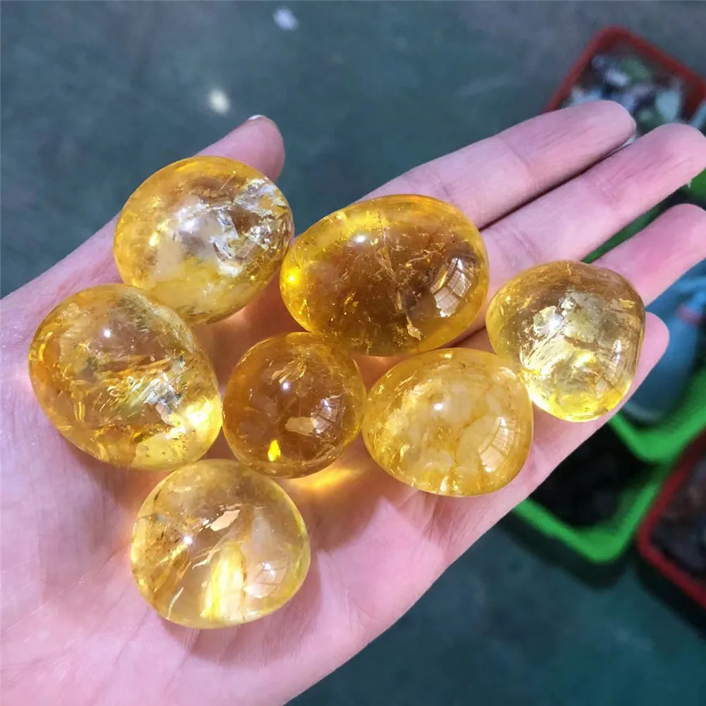 

High Quality Healing Gemstone Natural Citrine Crack Tumble Stones For Home Decoration