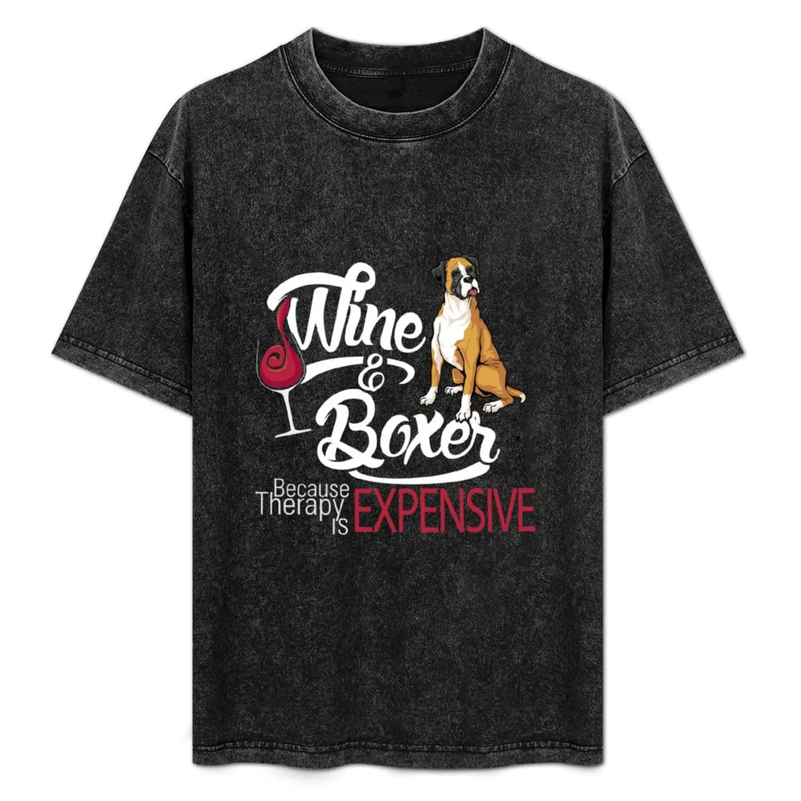 

Wine and Boxer Funny gift T-Shirt Plus Size Short Sleeve T-Shirt