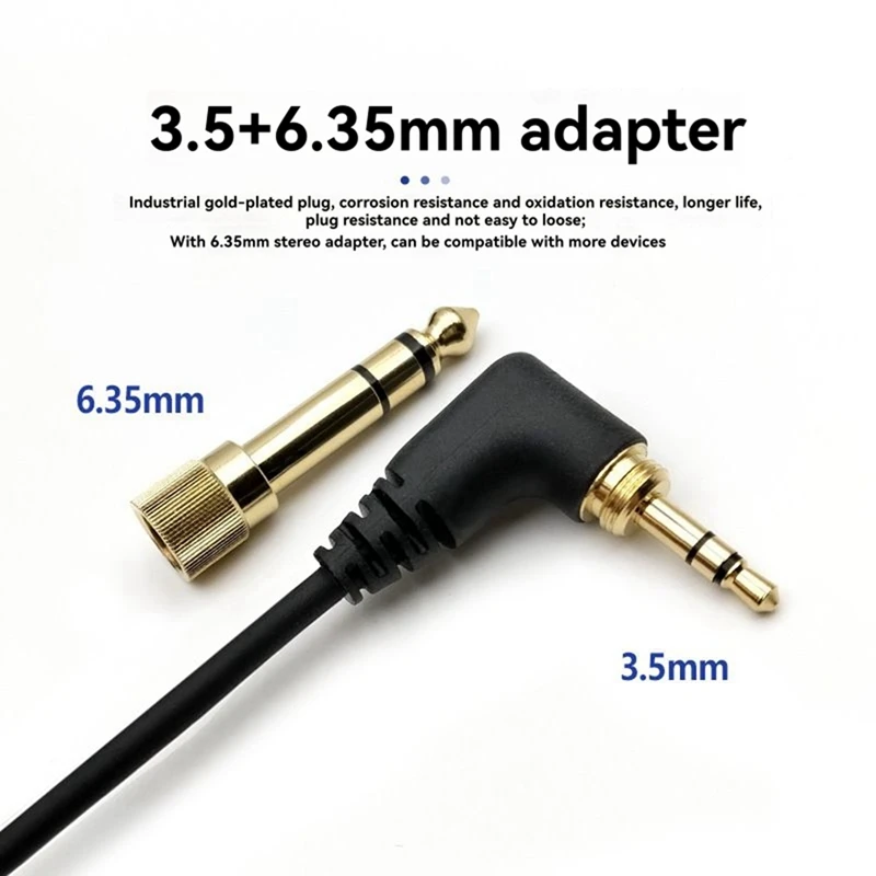 YAYINCC Technics EAH-DJ1200 헤드셋 교체 케이블용 스프링 헤드폰 케이블(3.5mm 및 6.35mm 커넥터 포함)