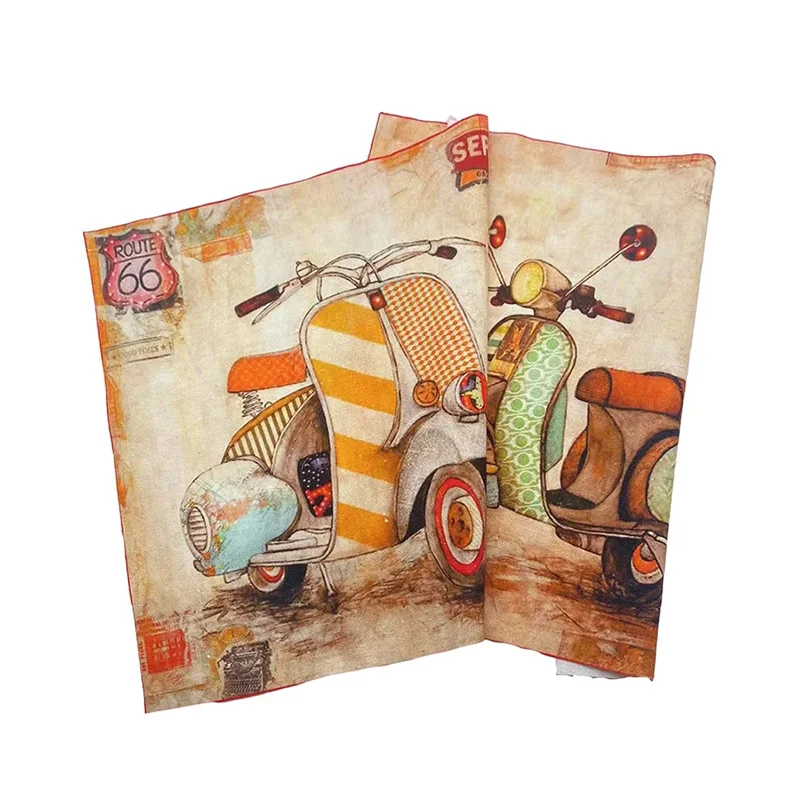 1 Pcs/Lot Digital Printed Cloth 28x28cm 100% Cotton Canvas Handmade DIY Patch Fabric Free Shipping Retro Locomotive Design