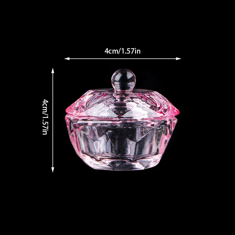 Pink Crystal Glass Dappen Dish Acrylic Powder Liquid Holder Container Geometric Nail Lid Cup Bowl Manicure Accessories