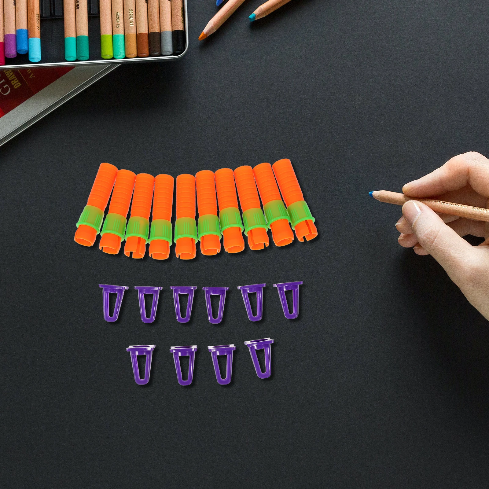 

10Pcs Crayon Extender Oil Pastel Holder Cap Ergonomic Drawing Accessories Set Plastic Crayon Holder Watercolor Pencil Art Sets