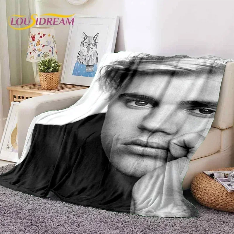 3D Justin Bieber Idol Singer Soft Flannel Blanket for Beds Bedroom Sofa Picnic,Throw Blanket for Cover Outdoors Leisure Nap Gift