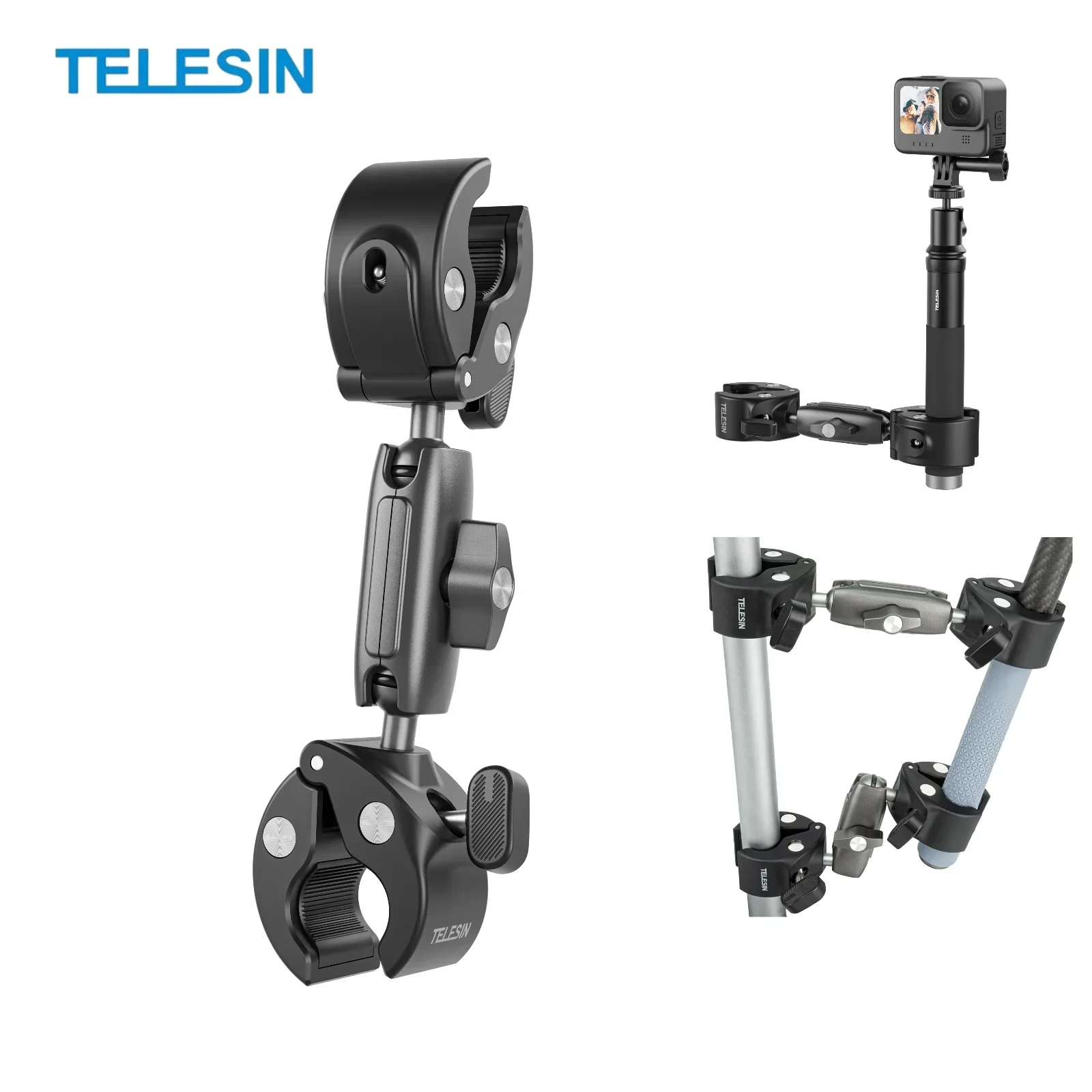 

TELESIN Motorcycle Bicycle Mount for GoPro Hero 12 11 10 9 DJI OSMO Action 4 3 Insta360 X4 X3 Camera Holder Selfie Stick Mount