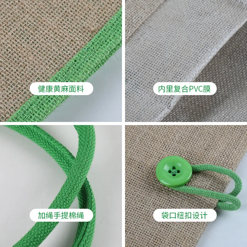 Causal Linen Shopping Bags Jute Tote Buckle Hand-painted Cotton Imitation Sacks Portable Gift Packing Bags Large Capacity