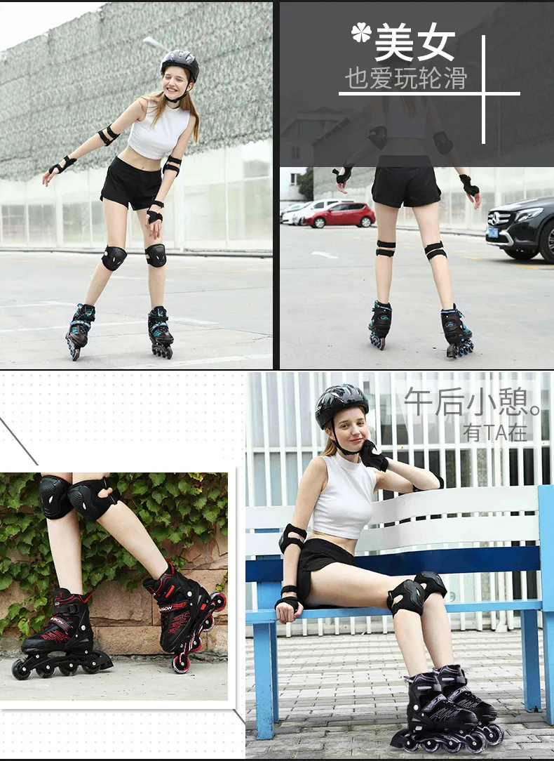 คุณภาพสูงเด็กปรับสเก็ตน้ําแข็ง 4 ล้อ Roller Skate รองเท้าคู่แถว Rollerblading เด็ก Roller Skate