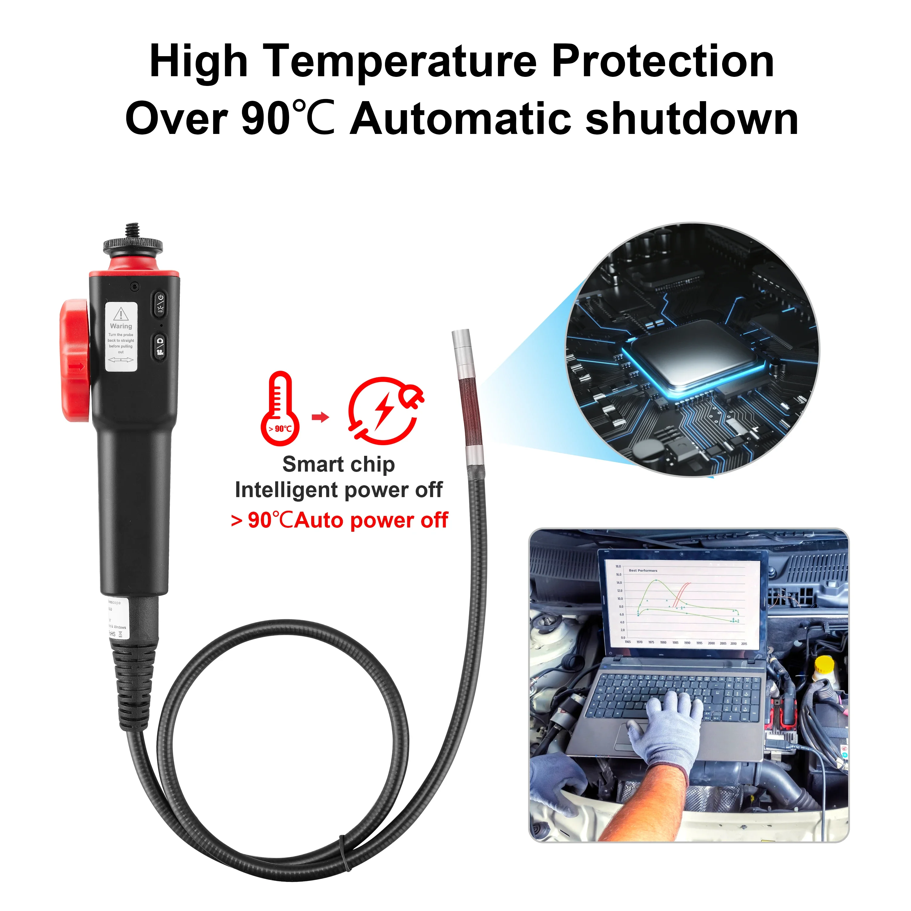 X2 1080P توجيه Borescope لمحرك الكربون بناء متوافق وأدوات تشخيص AUTEL وأدوات المركبات