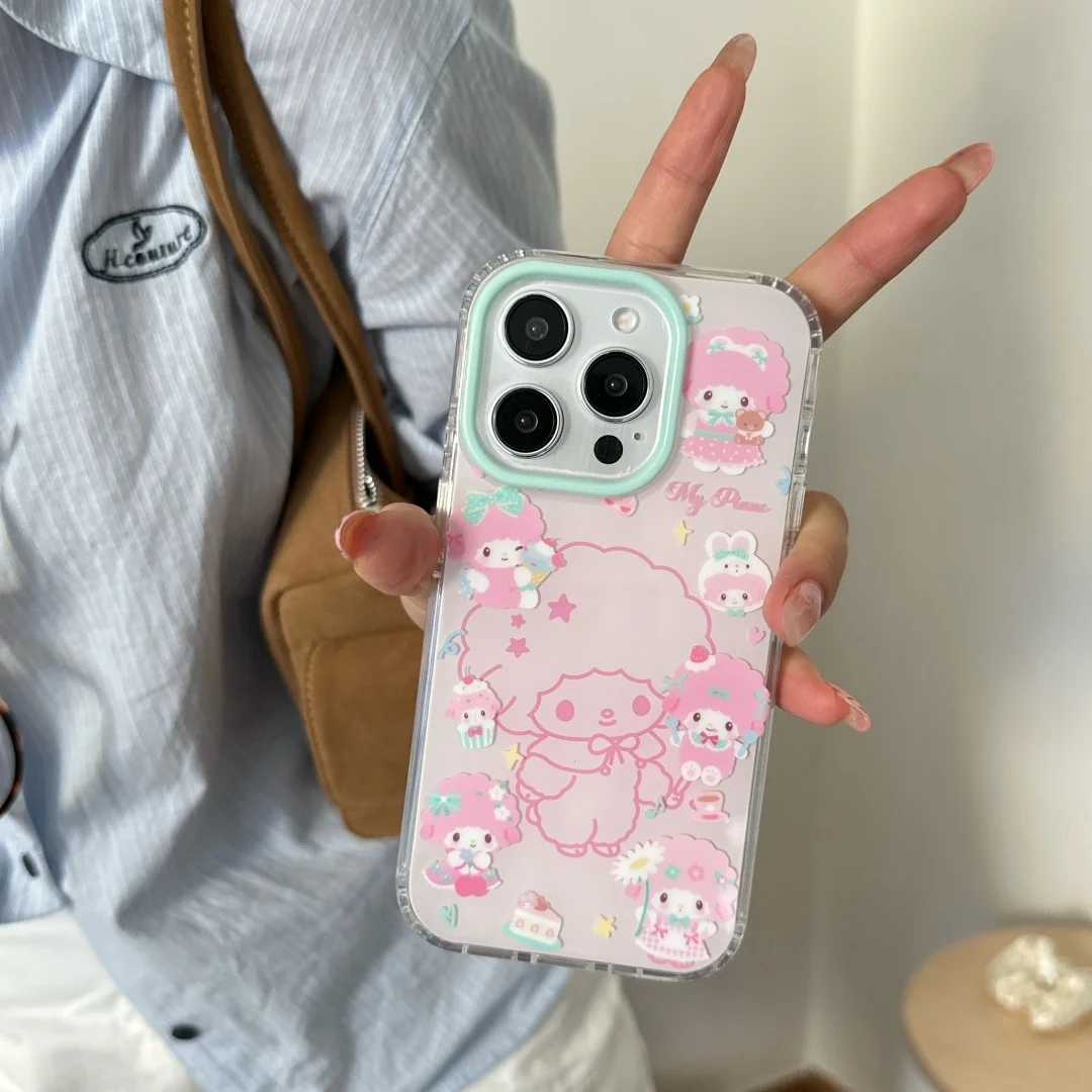 Koreanische schöne My Sweet Piano kleine Schafe Telefon Soft Case für iPhone 16 15 14 13 12 Pro Max rosa Mädchen Abdeckung ﻿ ﻿
