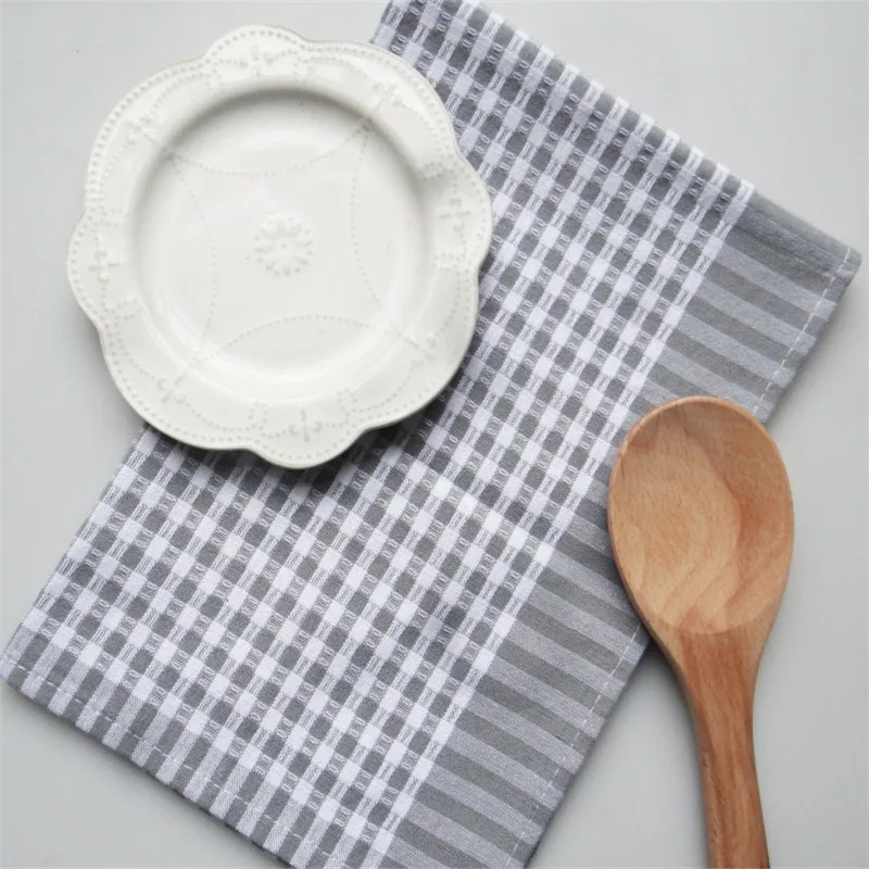 

40x60cm Kitchen Cotton Tea Towel Dish Cloth Cleaning Lattice Striped Table Dinner Napkin Party Decor Gift