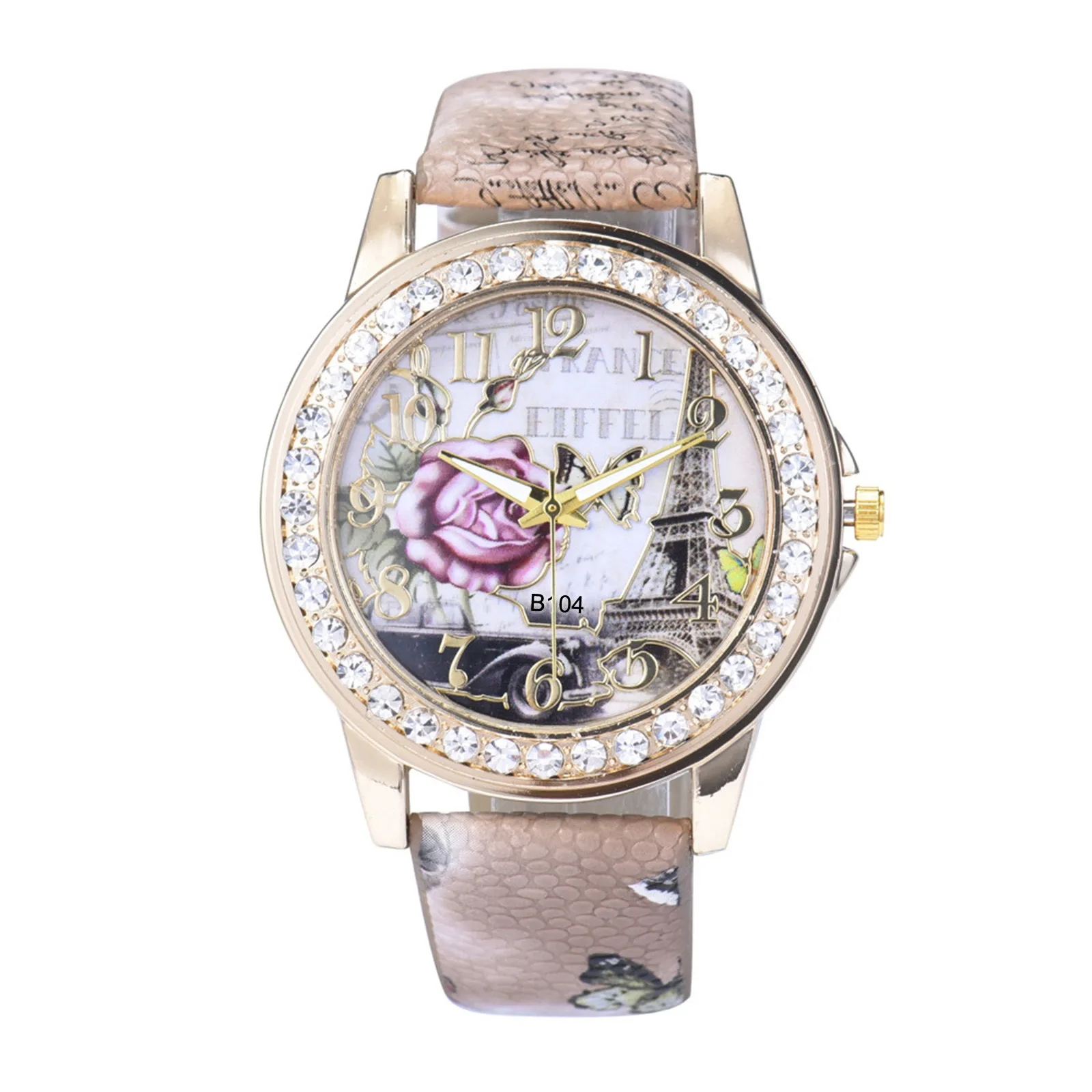 Rose Pattern Leather Band Analog Quartz  Wrist Watches Elegant Watches Watches 2024 High Quality часы женские наручные