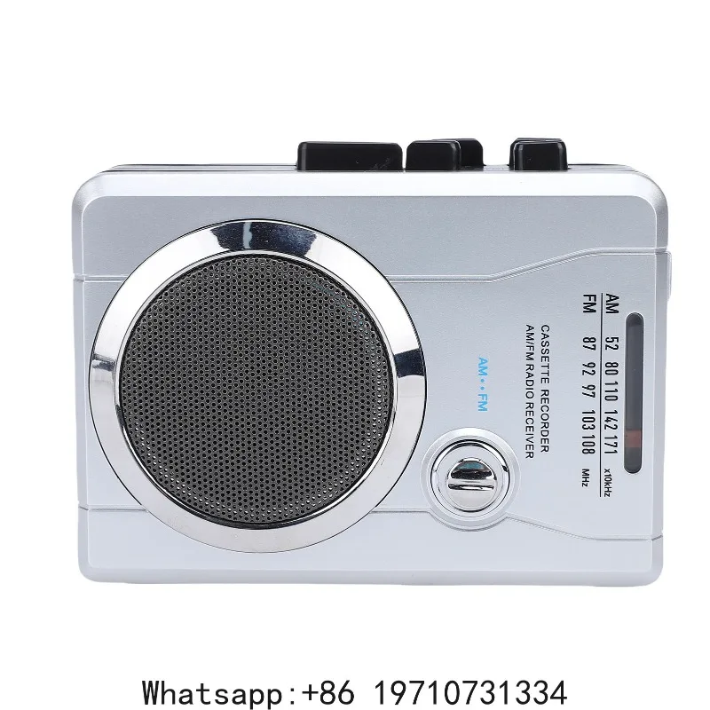 

Portable Cassette Player Recorder AM FM Radio with Built in Speaker Microphone Earphone Battery Operated DC Powered