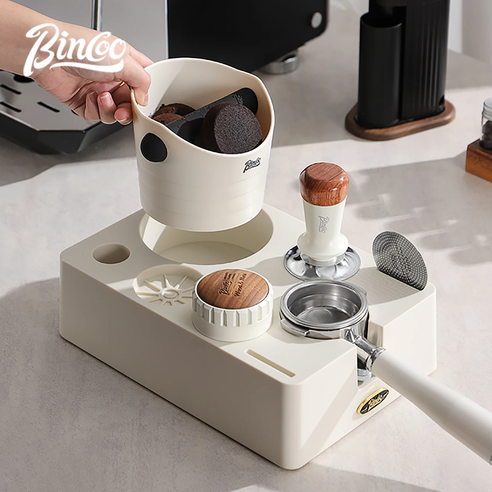 

Bincoo Barista Set Coffee 51mm/58mm Tamper Station Rack Portafilter Holder for Delonghi Breville Espresso Mat Distributor Holder