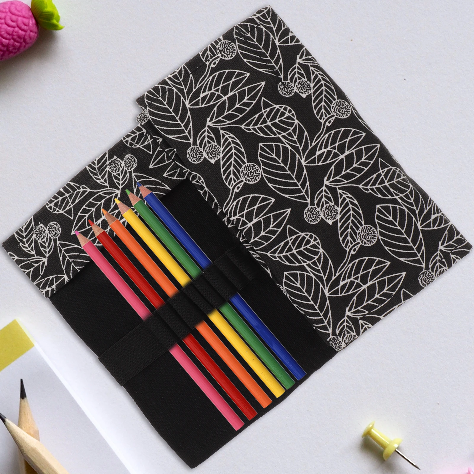 

Pencil Case Roll up Colored Penholder Marker Storage ganizer Canvas Drawing Paint Brush Holder for Girls Boys Adults