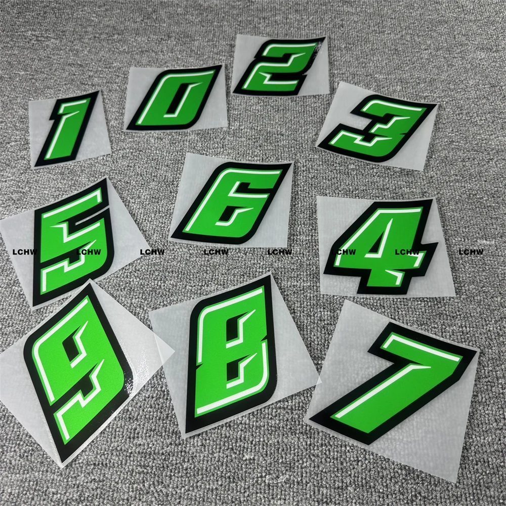 

Green Number Car Stickers Arabic Numerals Bumper Decal Motorbike Helmet Fuel Tank Fairing Scooter Body Arabic Numerals Vinyl Dec