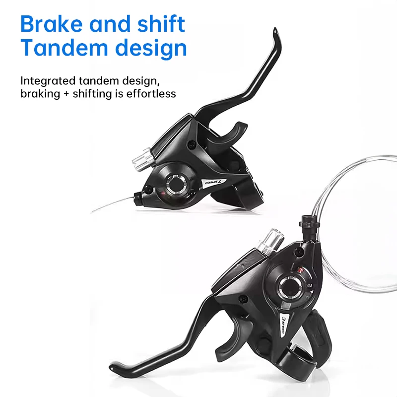 Moutain Bike Brake Levers Shifter 3x7/3x8 Speed Shifter with Gear Indicator and V Brake Cable MTB Bike Brake Lever Shifter