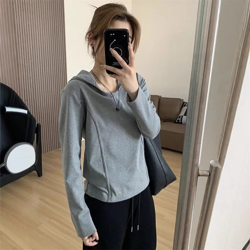 

Spring and Autumn Hooded Long Sleeve T-shirt for Women 2025 New Hot Fashion Loose Slim Casual Underwear Top