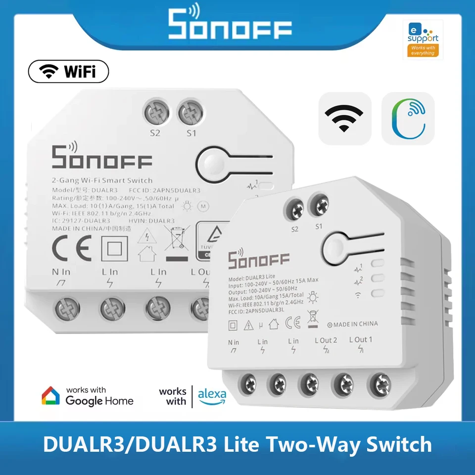 

SONOFF DUAL R3 2-бандовый двойной релейный модуль DIY Wi-Fi MINI Smart Switch Управление измерением мощности через eWeLink Alexa Google Smart Home