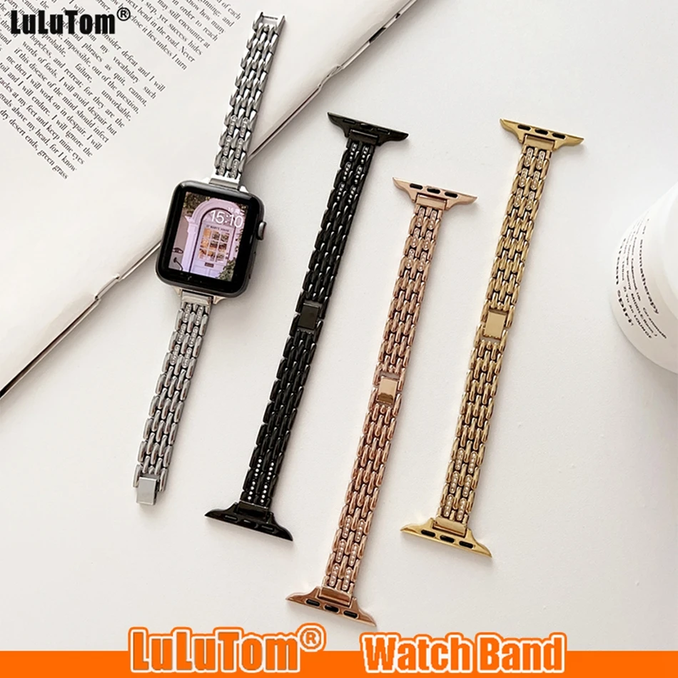 

Metal With Diamonds Strap for Apple Watch Band 49mm 45/44mm 42mm 40mm 41mm 38mm Bracelet For Iwatch Ultra 8 7 6 5 4 SE 3 Correa