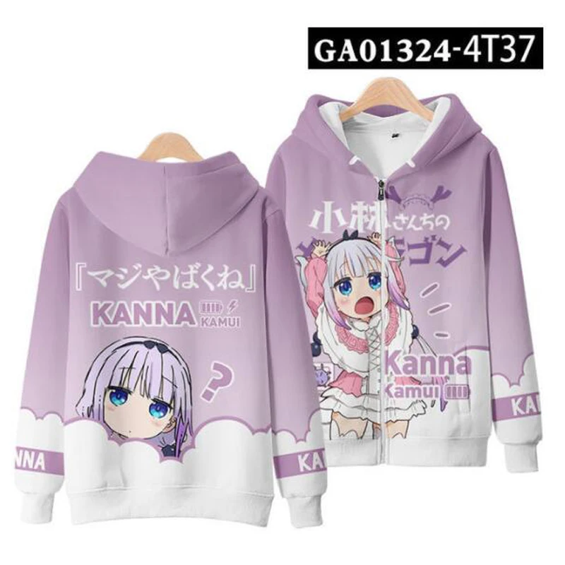 Anime Nhật Bản Hoa Hậu Kobayashi Rồng Của Người Hầu Gái Áo Hoodie Nam Nữ Bông Tai Kẹp Áo Nỉ Dạo Phố Hip Hop Chui Đầu Mũ Trùm Đầu