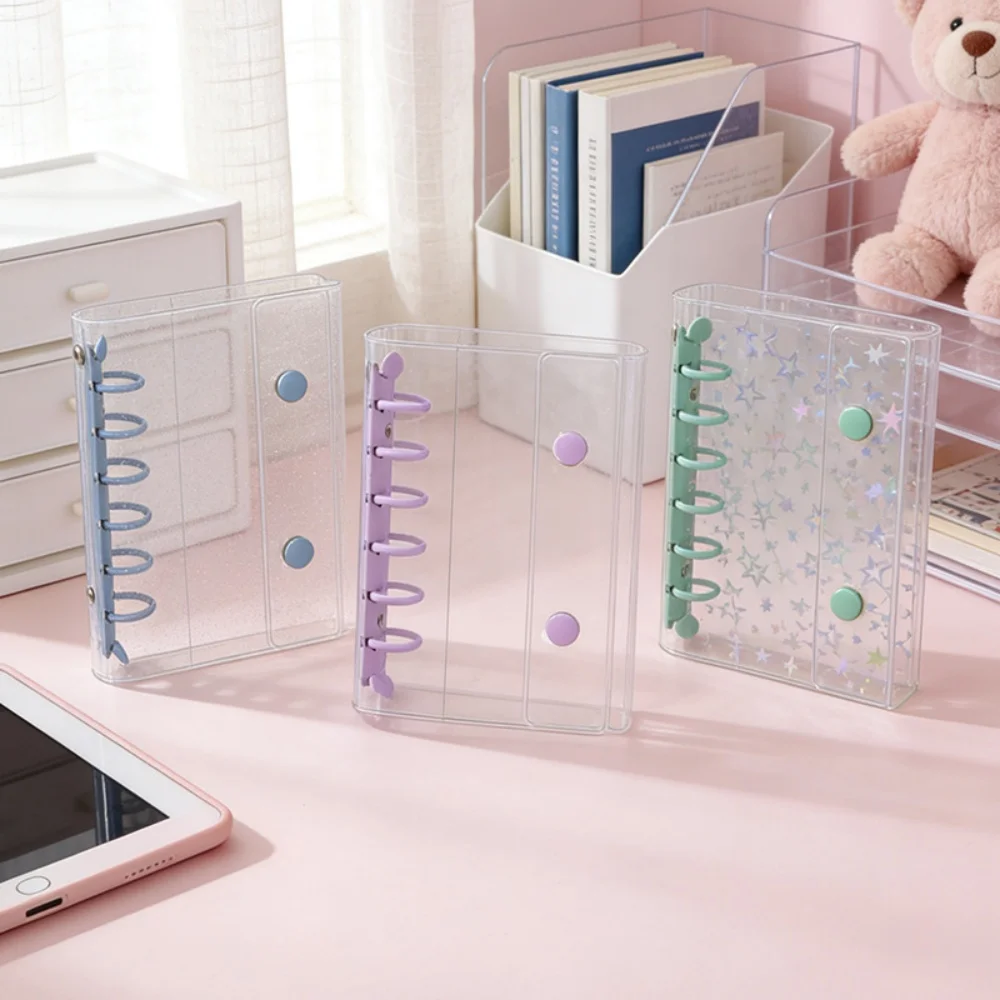 A7 Budget Binder Cover Clear Glitter PVC Binder Refillable Notebook for Photos Pictures Albums Organizer Planner Folder view 2