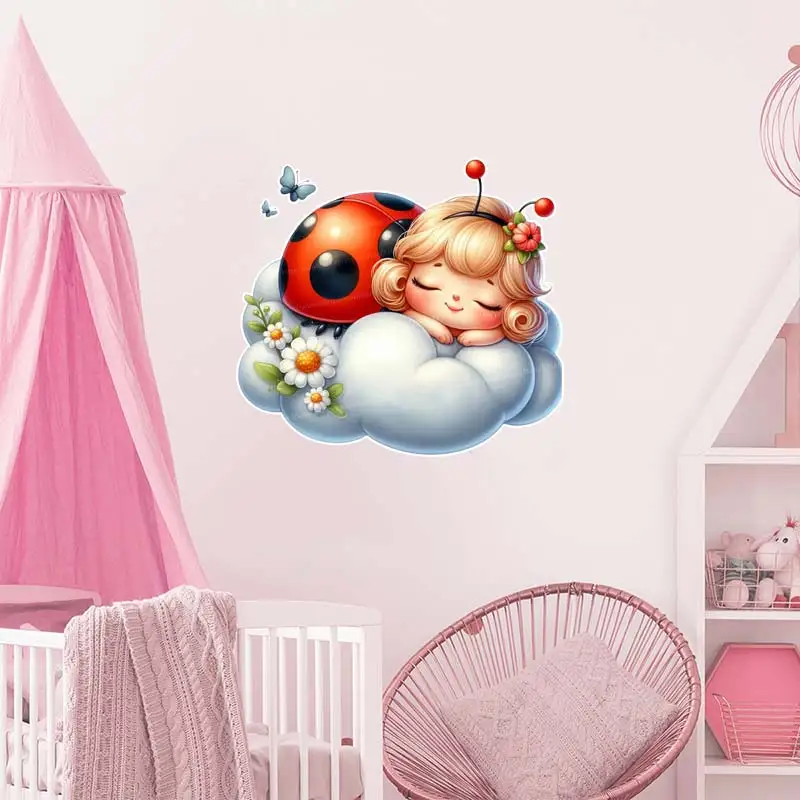 Ladybug Wall Stickers Living Room Sofa Background Decoration Wallpaper For Home Decor Kids Room Weatherproof Decals Sticker M948