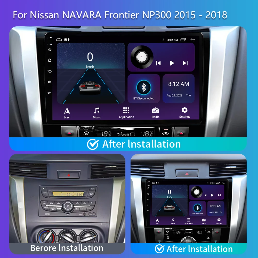 2 din Android 13 Car Radio Multimedia Video Player For Nissan NAVARA Frontier NP300 2011-2018 Stereo Carplay Autoraido GPS 4G