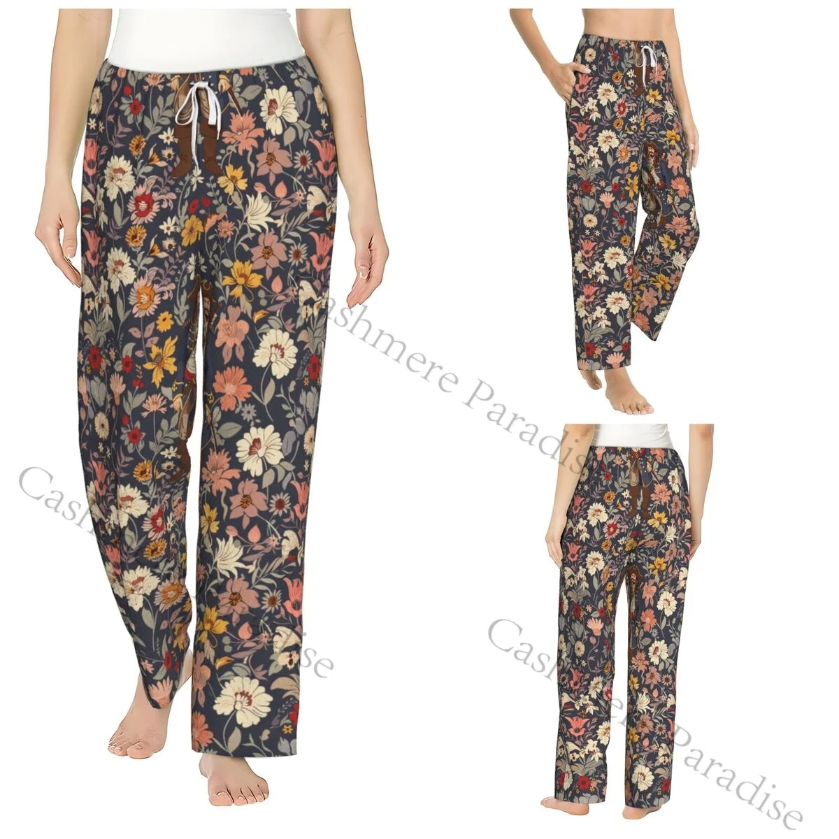 

Funny William Morris Compton Floral Art Nouveau Pattern Warm Women Pajama Pants Flannel Sleep Bottoms Soft Fleece Loungewear