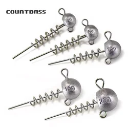 COUNTBASS 5pcs Screw Lock In Jigheads 4g 6g 10g 15g 20g Fishing Sinker Weight For Soft Plastic Lures Pike Worms Shad