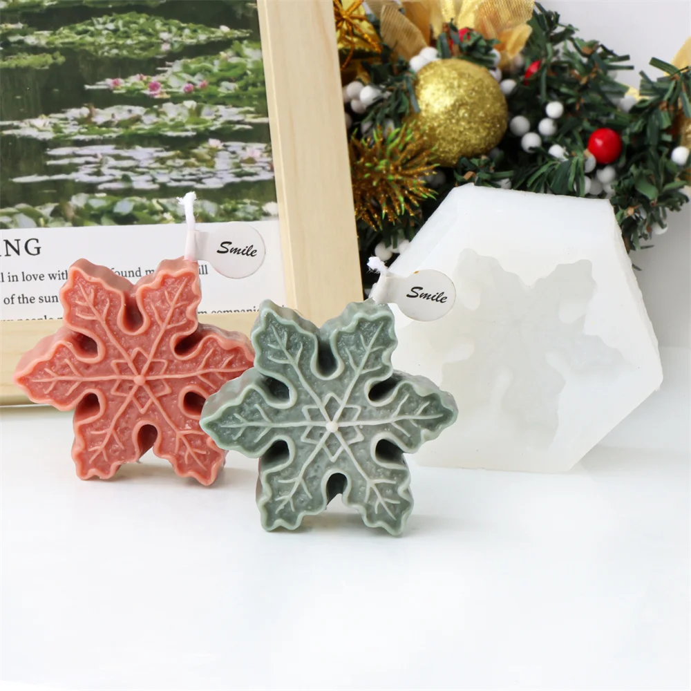 Stampo per candele in Silicone stile natalizio albero per fiori di neve scatola regalo per stelle profumo fai da te decorazione per la casa di