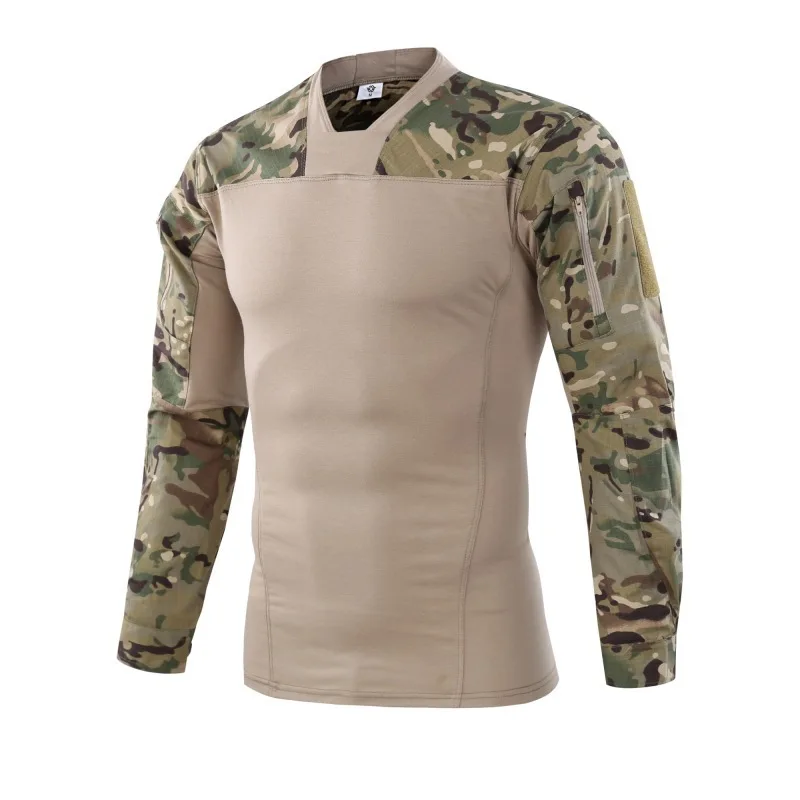 Militaire Tactieken Voor Heren Camouflage Kikkerpak Ademend Shirt Buitensporttraining Gevechtsjacht Shirt Met Lange Mouwen