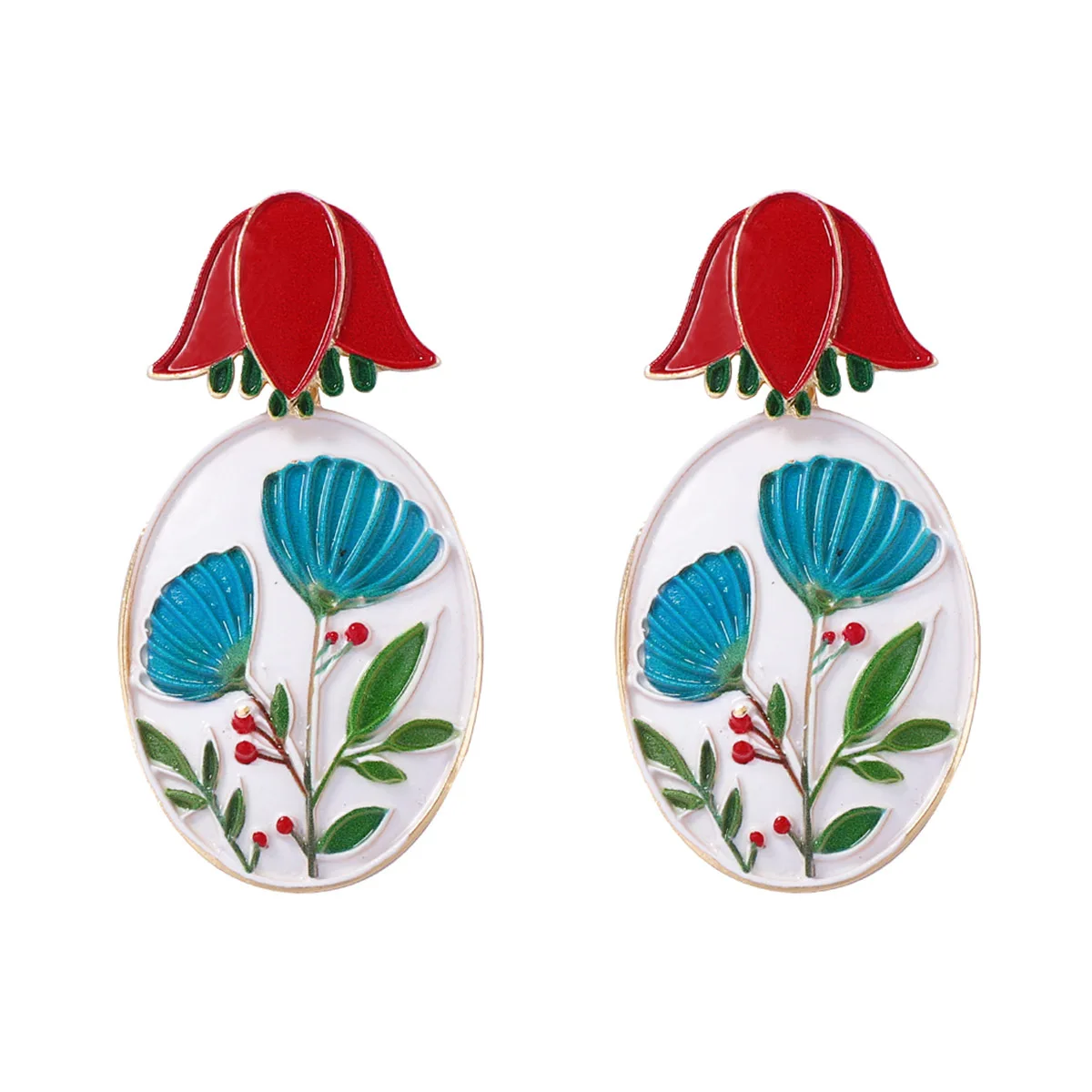 

ZAA Luxury Enameled Flower Geometric Drop Dangle Earring 2025 Trend Women Statement Jewelry Charm Holiday Party Accessories Gift