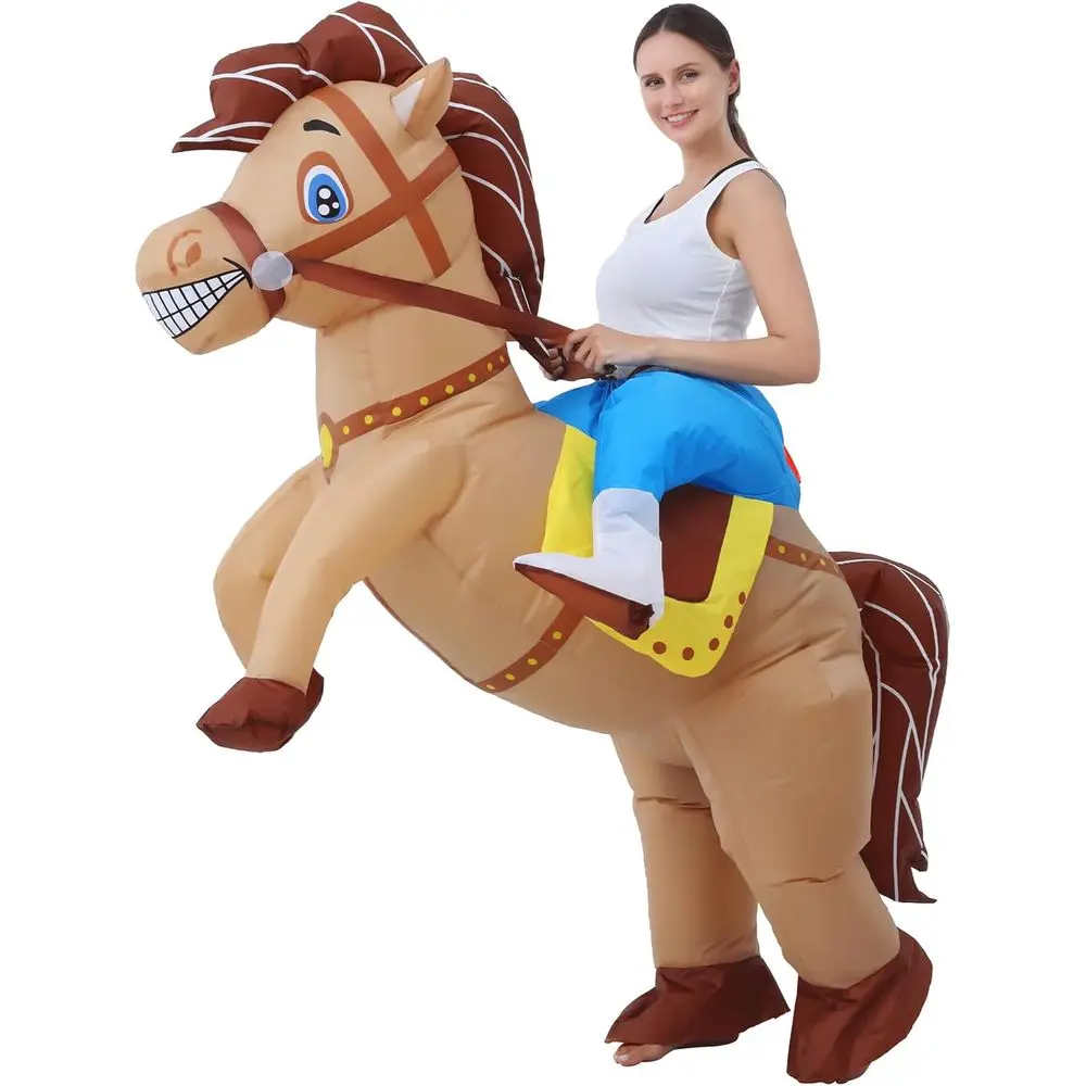 

Костюм Iatable Horse, забавный костюм ковбойской верховой езды, костюмы для вечеринок на Хэллоуин, Рождество, тематические вечеринки