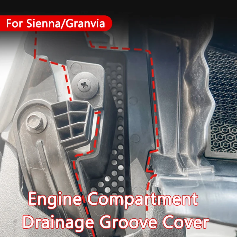 Car Engine Drainage Slot Cover ABS Engine Compartment Deflector Trims Dustproof ABS For Toyota Sienna Granvia Interior Accessory