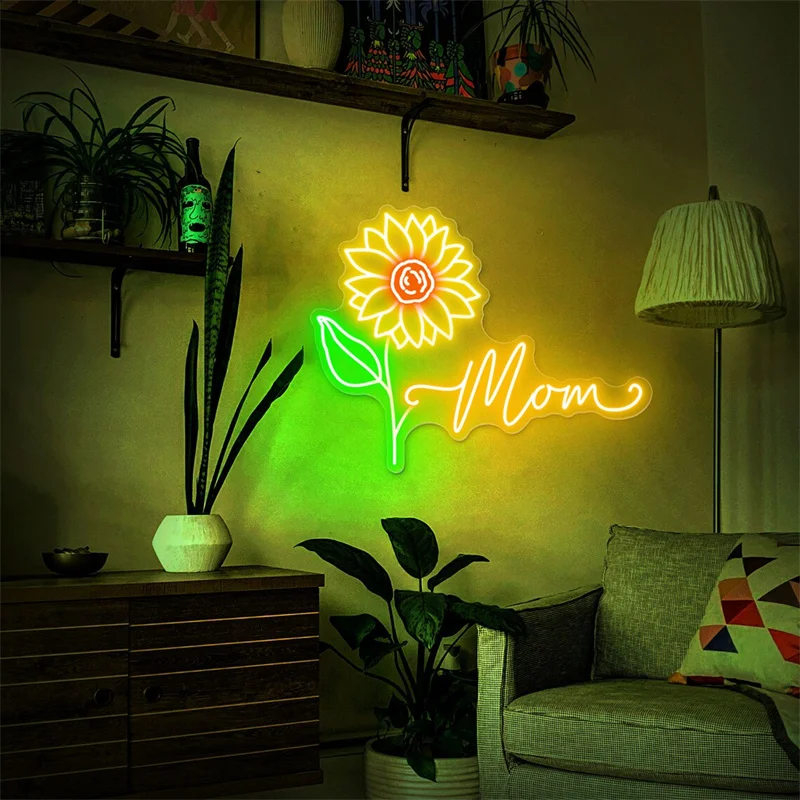 Sunflower Mother's Day Neon, Happy Mother's Day Neon Sign,Mothers Day Gift,Gift for Mom,Personalized Gift,CustomMothers Day