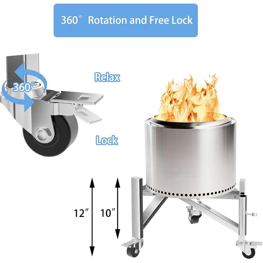 Supporto per braciere regolabile in acciaio inossidabile per caminetti da esterno, adatto a 15-27 pozzi