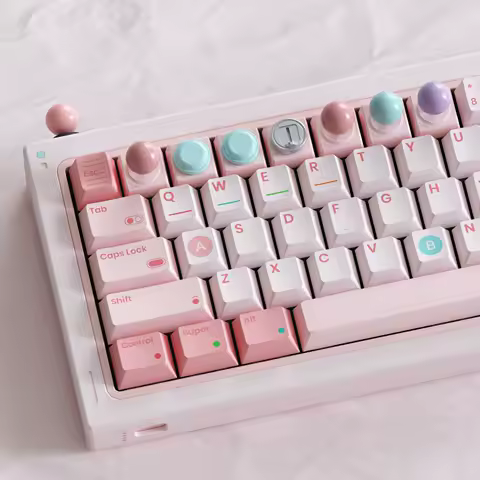 80Retros GAME Theme Keycaps Set PBT Sublimation Candy Keyboard Caps Custom Cherry Profile Pink Keycaps for Mechanical Keyboard
