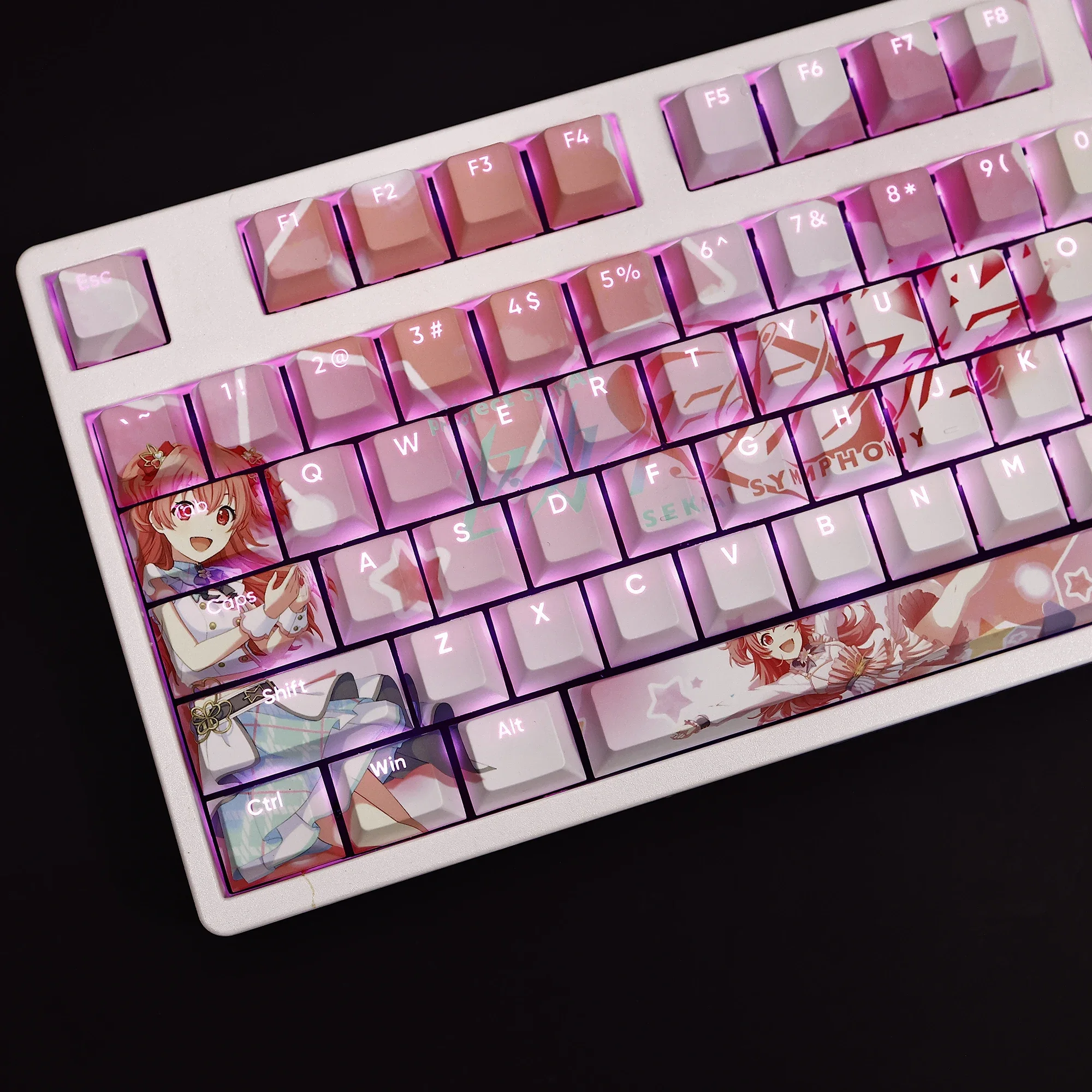 108 Keys/Set Anime Project Sekai Colorful Stage Momoi Airi Cute PBT Keycaps for Cherry Profile Mechanical Keyboard DIY Custom